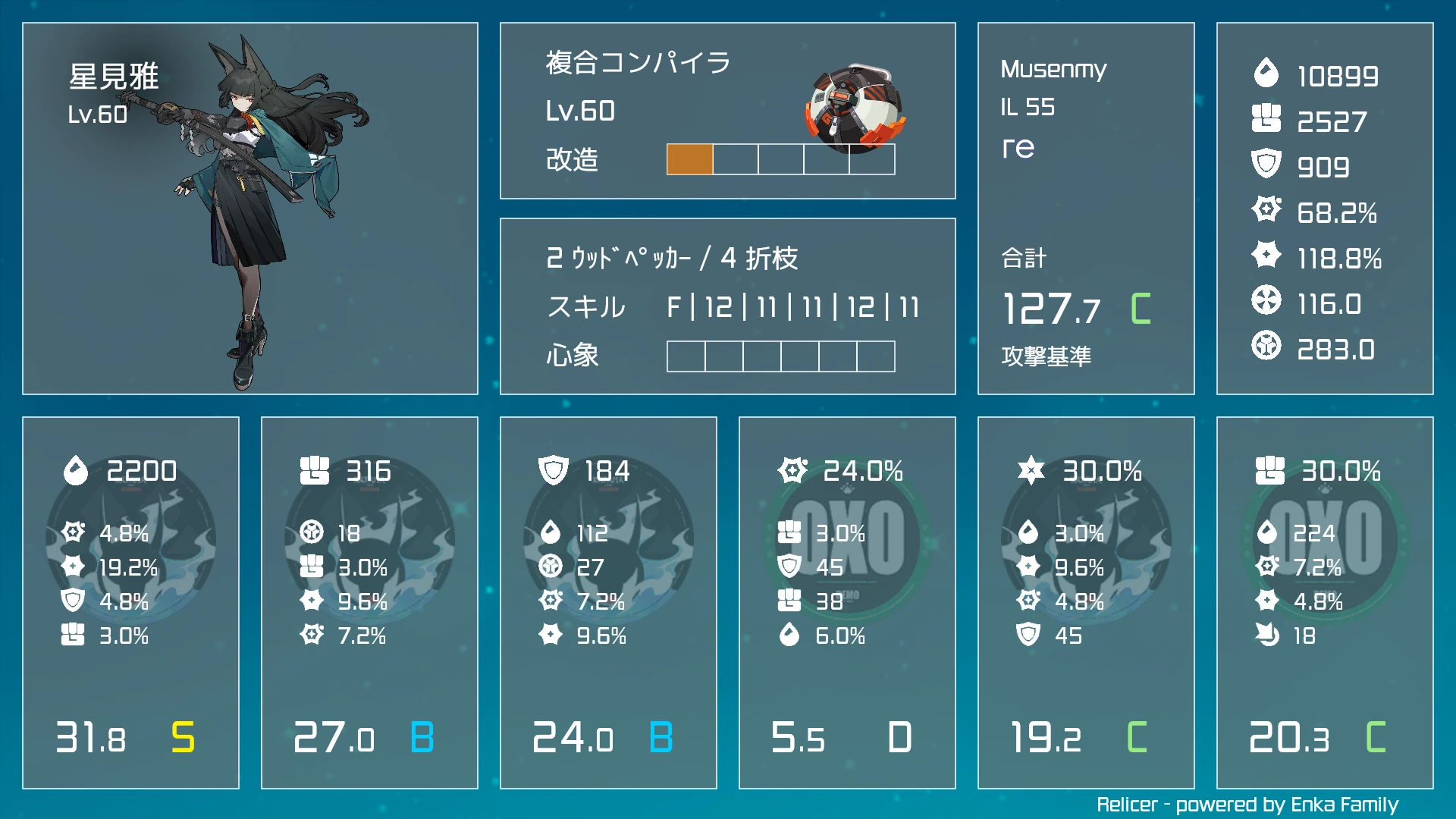 Relicerが生成したゼンゼロのビルドカードの画像